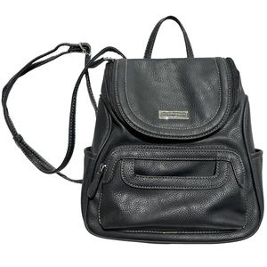 Black Leather Mini Backpack